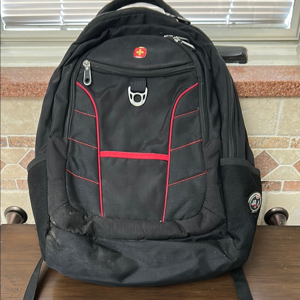 SwissGear Black and Red Backpack with Padded Construction